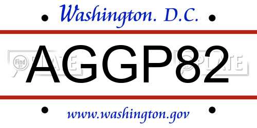 AGGP82 District Of Columbia License Plate