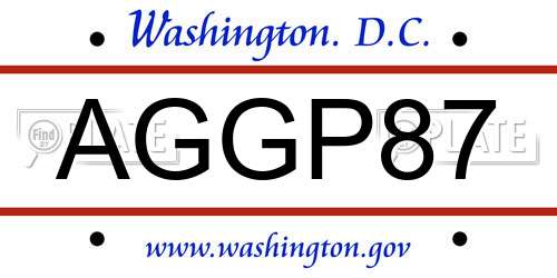 AGGP87 District Of Columbia License Plate