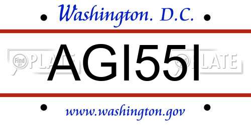AGI55I District Of Columbia License Plate