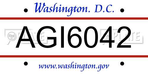 AGI6042 District Of Columbia License Plate
