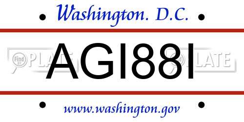 AGI88I District Of Columbia License Plate