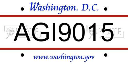 AGI9015 District Of Columbia License Plate