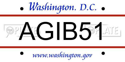 AGIB51 District Of Columbia License Plate