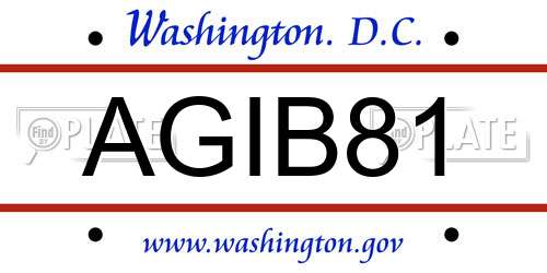 AGIB81 District Of Columbia License Plate