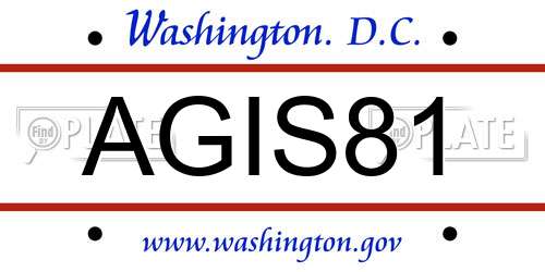 AGIS81 District Of Columbia License Plate