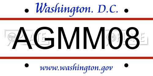 AGMM08 District Of Columbia License Plate