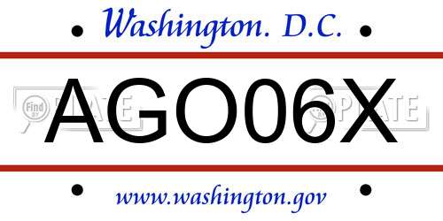 AGO06X District Of Columbia License Plate