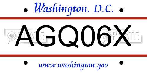AGQ06X District Of Columbia License Plate