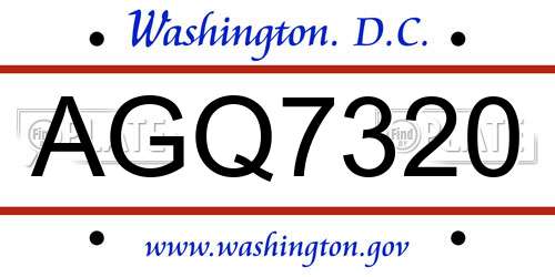 AGQ7320 District Of Columbia License Plate