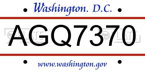 AGQ7370 District Of Columbia License Plate