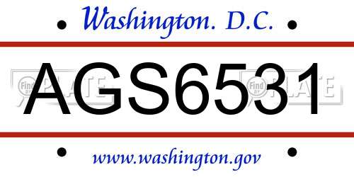 AGS6531 District Of Columbia License Plate