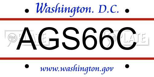 AGS66C District Of Columbia License Plate