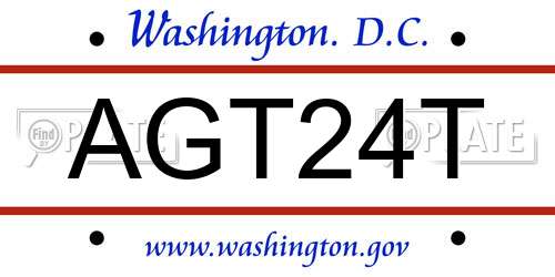 AGT24T District Of Columbia License Plate