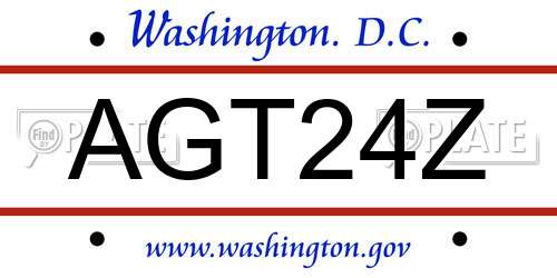 AGT24Z District Of Columbia License Plate