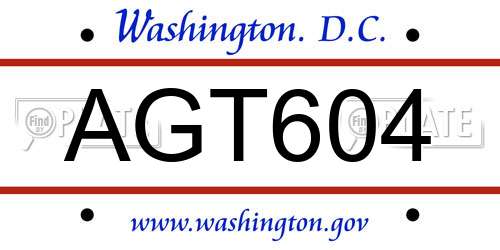 AGT604 District Of Columbia License Plate