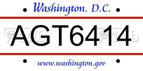 AGT6414 District Of Columbia License Plate