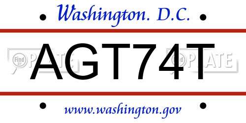 AGT74T District Of Columbia License Plate