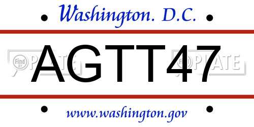 AGTT47 District Of Columbia License Plate