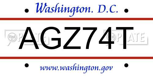 AGZ74T District Of Columbia License Plate