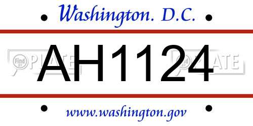 AH1124 District Of Columbia License Plate