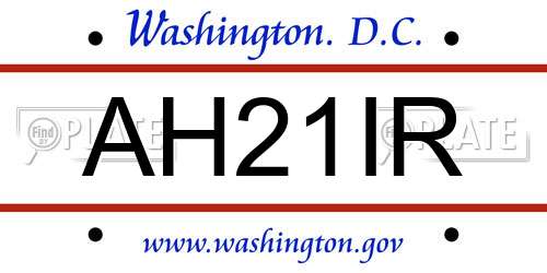 AH21IR District Of Columbia License Plate