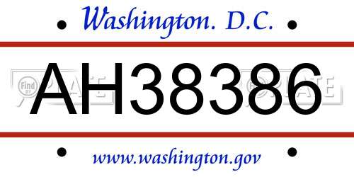 AH38386 District Of Columbia License Plate