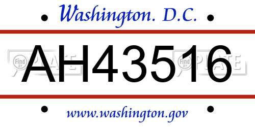 AH43516 District Of Columbia License Plate