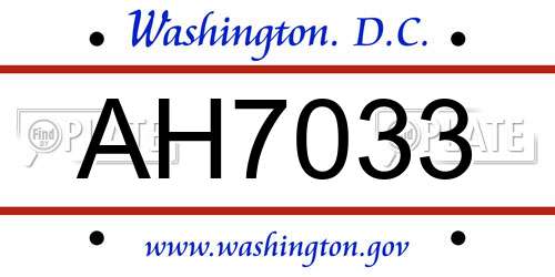 AH7033 District Of Columbia License Plate