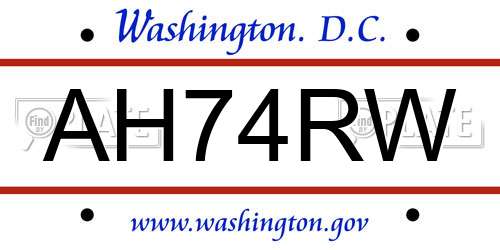 AH74RW District Of Columbia License Plate