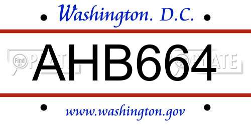 AHB664 District Of Columbia License Plate