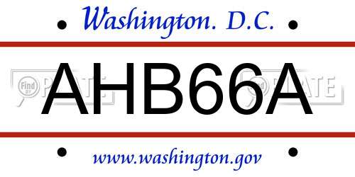 AHB66A District Of Columbia License Plate