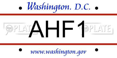 AHF1 District Of Columbia License Plate
