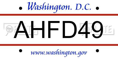 AHFD49 District Of Columbia License Plate