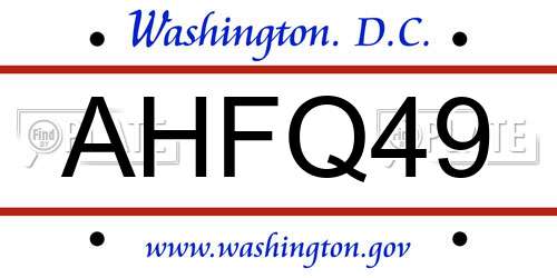 AHFQ49 District Of Columbia License Plate
