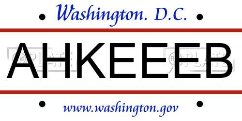 AHKEEEB District Of Columbia License Plate