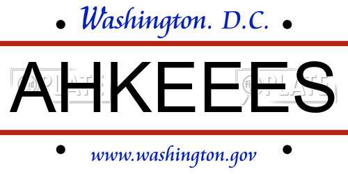 AHKEEES District Of Columbia License Plate