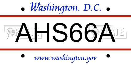 AHS66A District Of Columbia License Plate