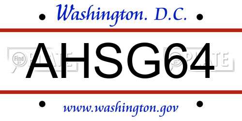 AHSG64 District Of Columbia License Plate