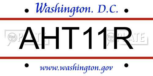 AHT11R District Of Columbia License Plate