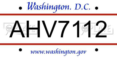 AHV7112 District Of Columbia License Plate