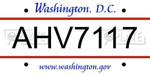 AHV7117 District Of Columbia License Plate