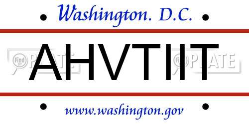 AHVTIIT District Of Columbia License Plate