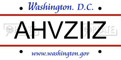 AHVZIIZ District Of Columbia License Plate
