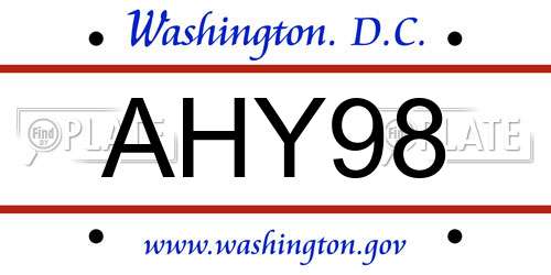 AHY98 District Of Columbia License Plate
