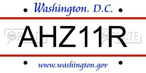 AHZ11R District Of Columbia License Plate