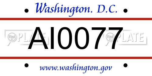 AI0077 District Of Columbia License Plate