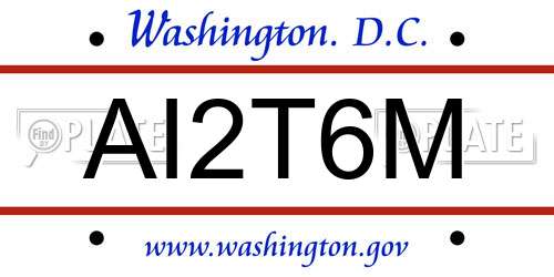 AI2T6M District Of Columbia License Plate