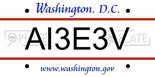 AI3E3V District Of Columbia License Plate