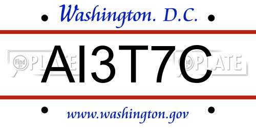 AI3T7C District Of Columbia License Plate