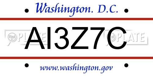 AI3Z7C District Of Columbia License Plate